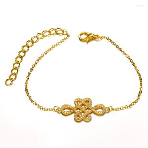 Bracelets de charme 2023 Design Gold Zircon Connecteurs de noeud chinois Micro Pave Trois couleurs Chaîne Bijoux