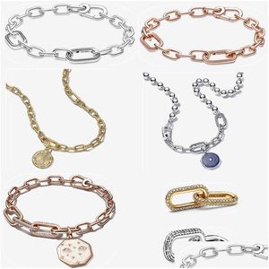 Bracelets de charme 2023 Designer Style Double Link Charms Perle Sun Pendentif Bracelet DIY Fit Pandoras Me Perle Chaîne Collier Bijoux Dhncc