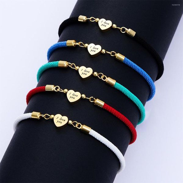 Bracelets porte-bonheur 2023 bricolage amour coeur lettre initiale Bracelet ajustable Couple corde colorée pour femmes accessoires bijoux cadeau