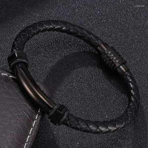 Bedelarmbanden 2023 est zwart leer gevlochten Bangles Men vrouwen mode sieraden trend unisex polsband geschenk pulsera hombre st516