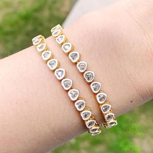 Bracelets de charme 2023 Mode Plaqué Or Micro Pave Clear CZ Blanc Émail En Forme De Coeur Tennis Chaîne Bracelet Bracelet Bijoux Pour Femmes