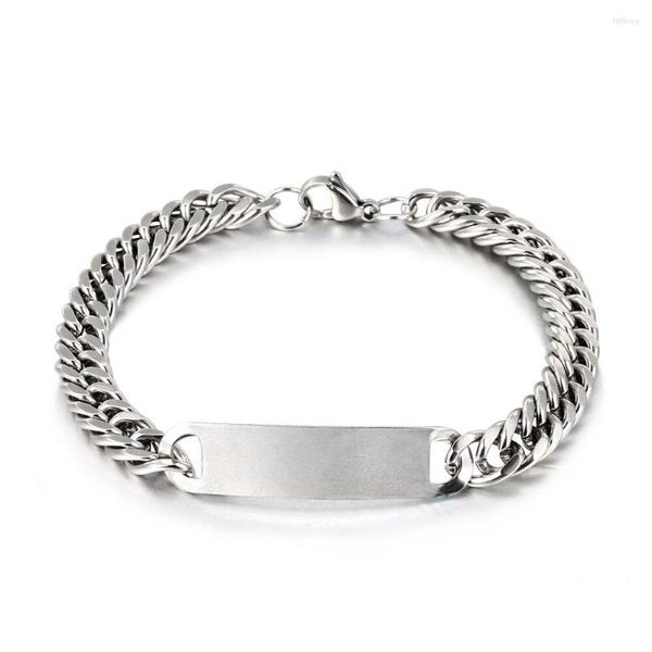 Bracelets porte-bonheur 2023 bijoux de mode en acier inoxydable armure chaîne Bracelet Vintage lisse brillant manchette pour les femmes Pulseras Mujer