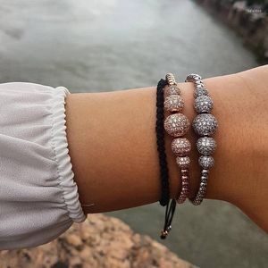 Bedelarmbanden 2023 Mode Mannen Vrouwen Paar Armband Verstelbaar Gevlochten Macrame Ball Bead Voor Sieraden Cadeau