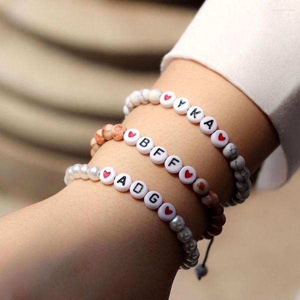 Bracelets porte-bonheur 2023 mode nom Bracelet femmes Simple classique réglable corde à la main armure 6mm perle pour bijoux cadeau
