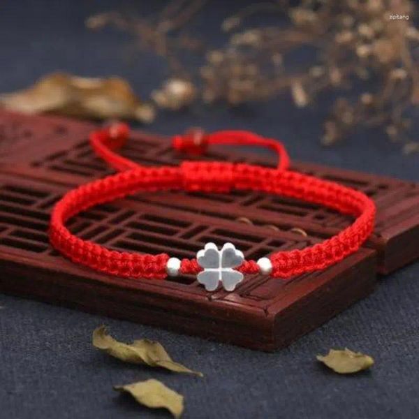 Pulseras de encanto 2023 Pulsera de mujer de moda Cuerda roja tejida Lucky Clover Pulsera hecha a mano étnica tibetana Buda para regalo