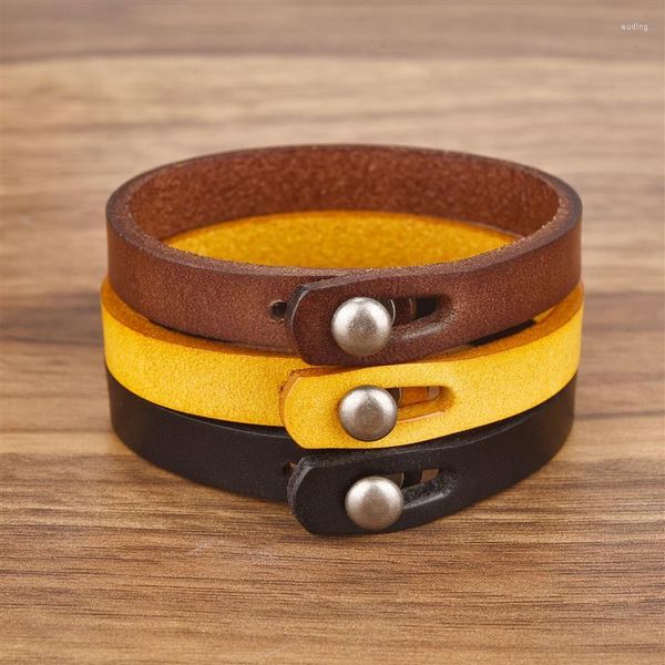 Bracelets porte-bonheur 2023 cordon en cuir véritable pour main poignet bracelet hommes femme Punk bracelet Couple bijoux cadeau