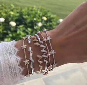 Charme Bracelets 2023 Géométrique Cz Star Bar Lien Chaîne Tennis Bracelet Micro Pave Cubique Zircone Charme Bijoux Pour Femmes Fille De Noël