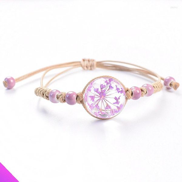 Bracelets porte-bonheur 2023 verre boule de cristal incrusté fleur Bracelet en céramique bijoux doux romantique fille cadeau 9 modèles