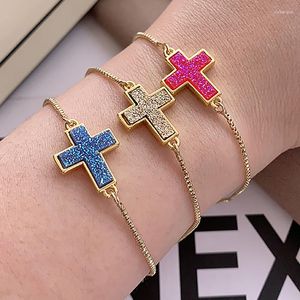 Bracelets porte-bonheur 2023 coréen 3 couleurs croix pendentif pour femmes luxe charmant alliage Bracelet déclaration Bracelet fait main bijoux cadeau