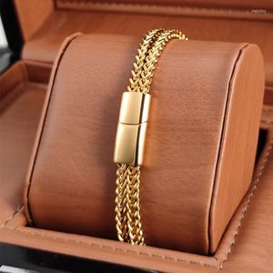 Bracelets à charme 2023 hommes bracelet en orde doré bracelet en acier inoxydable Bouc de liaison cubaine pour femmes masculines Hiphop Bijoux à la mode