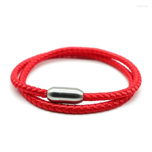 Bracelets porte-bonheur 2023 minimaliste en acier inoxydable Bracelet hommes femmes à la main aimant Braslet noir rouge Rop Braclet pour chance Yoga bijoux