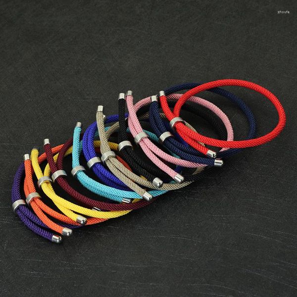 Pulseras con dijes 2023, pulsera de hilo minimalista, hebilla deslizante de acero inoxidable, pulsera de cordón ajustable, accesorios bohemios para hombres y mujeres