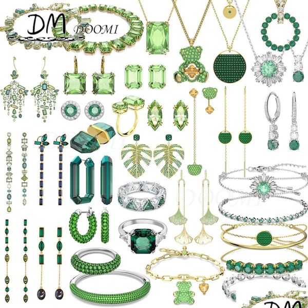 Bracelets de charme 2023 Nouvelle tendance Original Fine Jewelry Ensembles Collier Green Boucles d'oreilles Bracelet Bracelet Fashion Charms Cadeaux Femmes With Drop Dhzp3