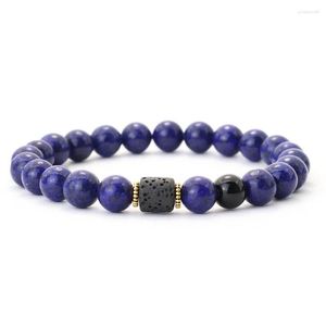 Bracelets de charme 2023 Nouveautés Bracelet en pierre naturelle pour hommes 8mm Rouge Howlite Lapis Lazuli Perles Accessoires à la main Cadeau pour lui Bijoux énergétiques