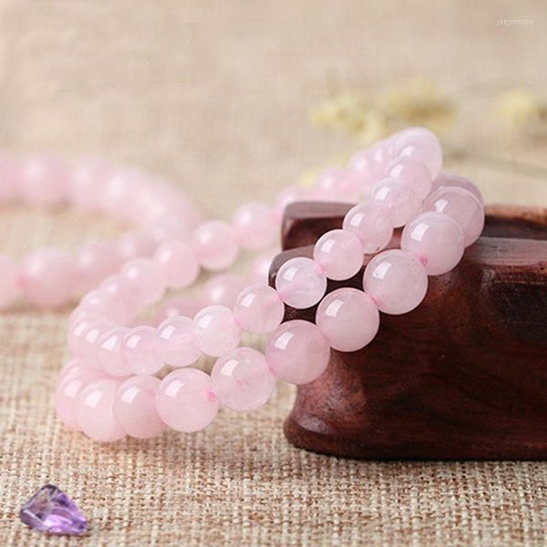 Bracelets de charme 2023 Rose Rose Poudre Cristal Quartz Pierre Naturelle Pendentif Bracelet Corde Élastique Pulse Bijoux Perles Yoga Loisirs