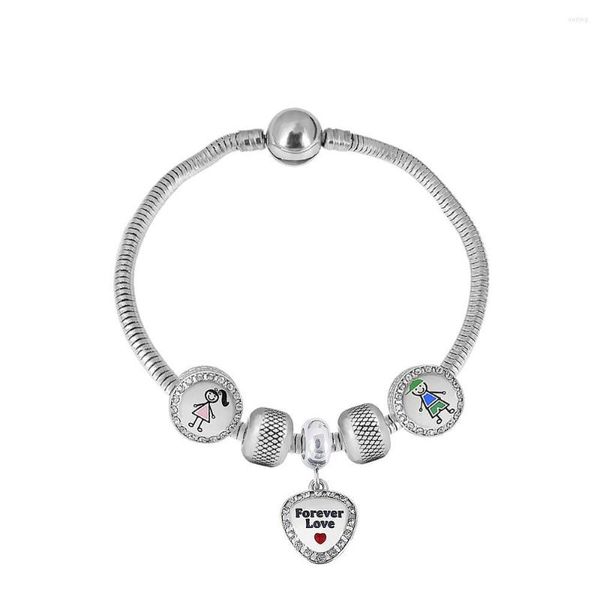 Charme Bracelets 2023 Romantique Coeur Pandoraer Avec Argent Couleur Garçon Fille Perles Pour Les Femmes Saint Valentin Bijoux