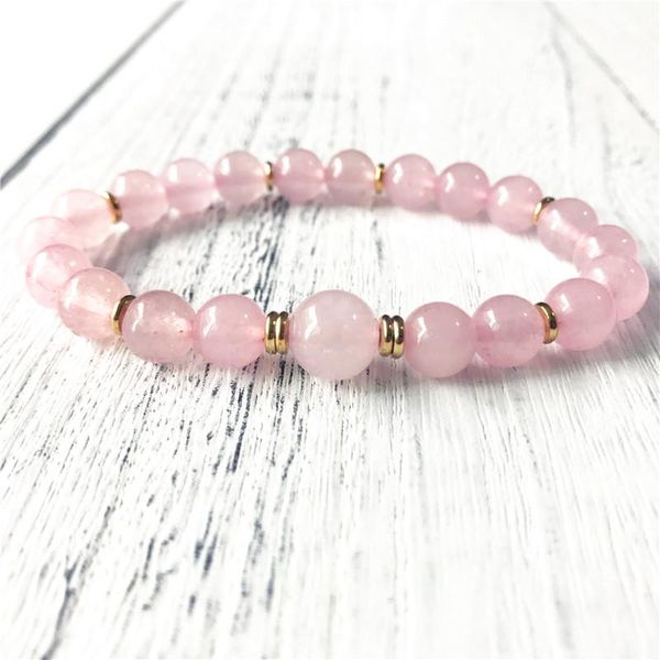 Bracelets de charme 2023 Style beau bracelet d'élasticité rosequartz cadeau de mode pour fille ou femme bijoux de poignet rose perle yoga
