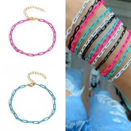 Bedelarmbanden 2023 trend Boheemse etnische paperclip keten armband voor vrouwen koper snoepkleurparen pulseras mode jewellay cadeau