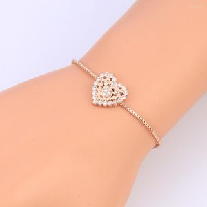Bracelets de charme 2023 Tendance Creux En Forme De Coeur Strass Pour Femmes Mode Simple Chaîne Réglable Bijoux Cadeaux