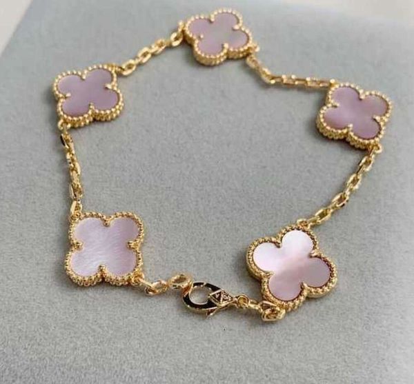 Pulseras con dijes 2023 Van Clover Pulsera 18k Oro Amor Brazalete Colgante Cristal brillante Joyería de fiestazzl6