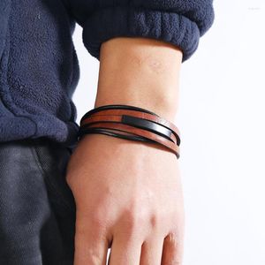 Bedelarmbanden 2023 vintage modetrend multi-layer magneet sluiting eenvoudige armband geweven lederen kerstcadeau dagelijks dragen