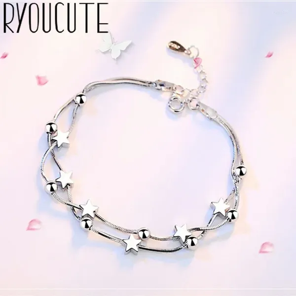 Bracelets de charme 2024 Bijoux Designer Silver Color Star Beads For Women Fashion Girls Chain Bracelet Wholesale