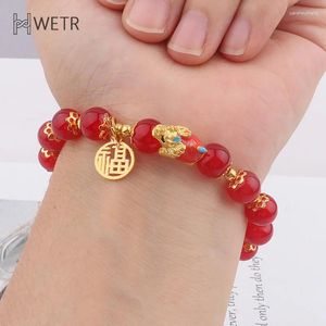 Bedelarmbanden 2024 Chinese stijl drakenjaar geluk gevlochten touw armband kralen paar vriend kerstcadeau