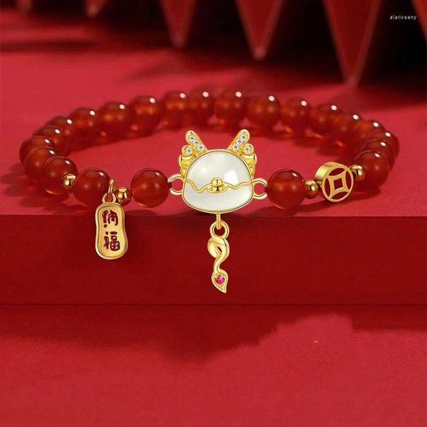 Pulseras de encanto 2024 Año chino del dragón Pulsera para hombres Mujeres Lucky Red Beaded Bendición Amistad Constelaciones Joyería Regalos