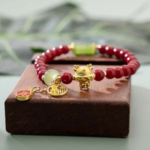 Bracelets de charme 2024 Mignon Dragon Jade Bambou Bracelet Perlé Pour Femmes Hommes Chanceux Corde Rouge Attire Fortune Bijoux De Mode Cadeaux De Noël