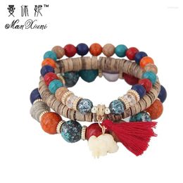 Bracelets de charme 2024 Bohemia en bois mignon Bohême Charms élastiques Bangles Bracelet Multiryers Pulseras Bracelet Bracelet Femmes