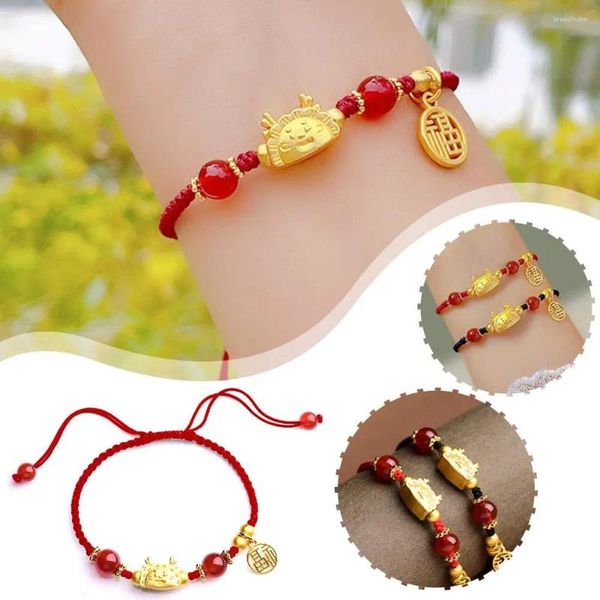 Bracelets de charme 2024 Dragon Bracet de corde à cordes réglable Dragon Lucky Traided Red attire la fortune pour les femmes bijoux Accesso G2O5