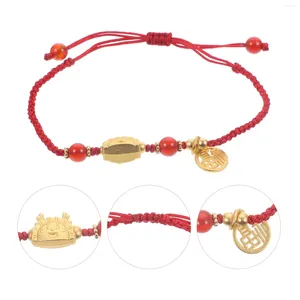 Bedelarmbanden 2024 Draak Gevlochten Armband Kralen Strand Chinese Geluk Zegen Teken Dier Rood Koord Sieraden Jaar Cadeau