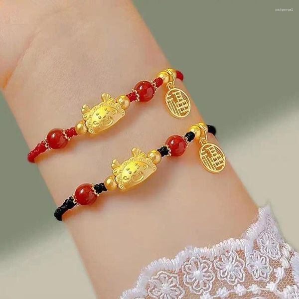 Bracelets de charme 2024 Dragon année chanceux corde rouge tressée attire la fortune à la main bijoux de mode cadeaux
