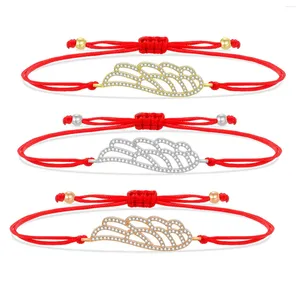 Bracelets de charme 2024 mode cubique zircone pierres angel cordon rouge bracelet women cz bijoux plume bijoux