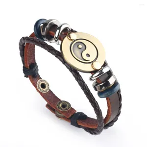 Bracelets de charme 2024 Bijoux de mode Travail manuel Tissage Tai Chi Bracelet en cuir Vintage Multi-couche Perles Accessoires pour femmes