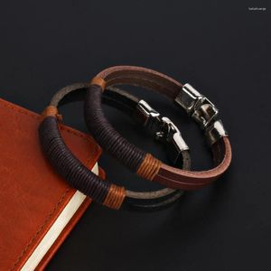 Bracelets de charme 2024 Bijoux de mode en cuir pour hommes et femmes côte à côte bracelet en corde tressée bicolore