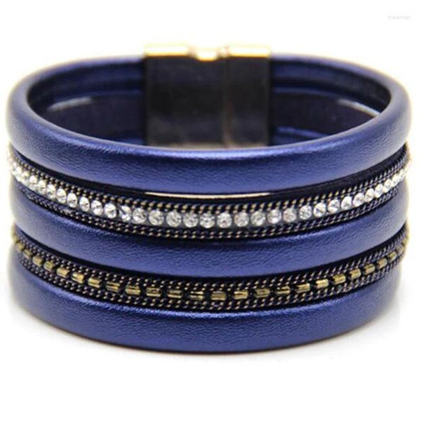 Bracelets de charme 2024 Mode Hommes et Femmes Plume Cuir Multicouche Personnalité Super Large Boucle Magnétique Bracelet