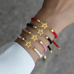 Bracelets de charme 2024 Mode Star Initial Bracelet Femmes A-Z Lettre Coloré Corde Réglable Pour Bijoux Cadeau