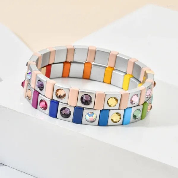 Pulseras de encanto 2024 Amigo para las mujeres Esmalte Azulejos Cuentas Pulsera personalizada Boho Summer Beach Joyería de moda Femme