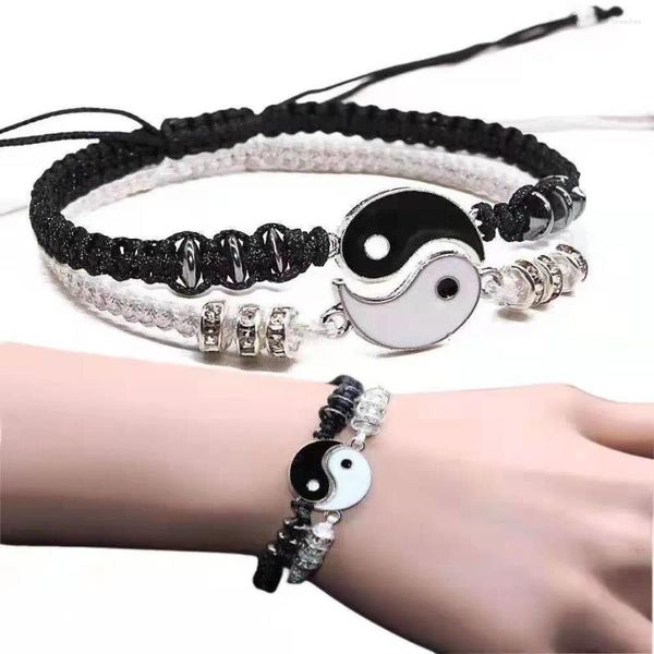 Bracelets de charme 2024 ami Yin Yang 2 Bracelet de couple de cordon réglable assorti pour le cadeau de petite amie de petit ami