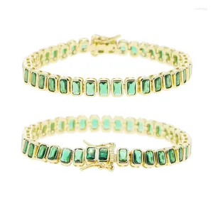 Bracelets de charme 2024 Simple Vert Rectangle Zircon Pour Femmes Mode Carré Cristal Bracelet Couleur Or Bijoux De Mariage De Mariée