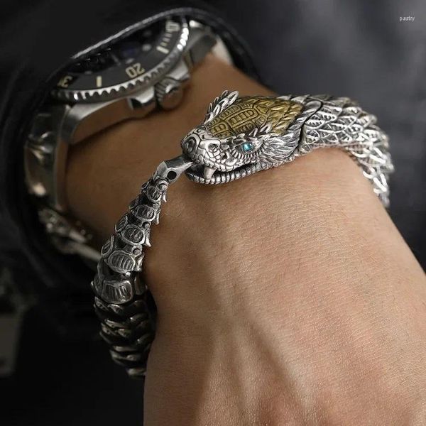 Bracelets de charme 2024 Viking Gothic Black Gun Dragon Men Bracelet Rock Rock Horn Golden Domineering Women Party Copper Fashion Bijoux