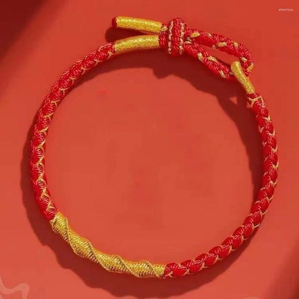 Pulseras de encanto 2024 Año de cuerda roja de dragón tejido a mano ajustable chino zodiaco pulsera animal cuerno trenzada trenzada