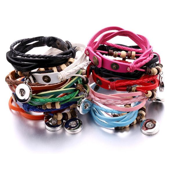 Pulseras con dijes 20 Unids / lote Pulsera con corchete de cuero de moda Cuerda de cera Mti Layer Tejido a mano Simple para hombres y mujeres Drop De Dhgarden Dhvmi