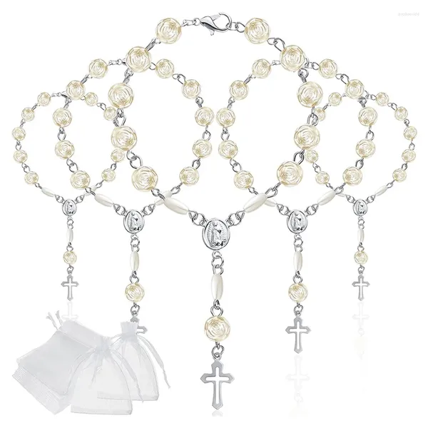 Bracelets de charme 20pcs Croix Rosaire Baptême Baptême Religion Église Événement Mariage Garçon Fille Première 1ère Sainte Communion Baby Shower B