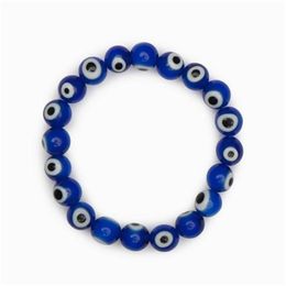 Charm Armbanden 20 stks/partij Glas Blauw Boze Oog Kralen Armband Vrouwen Mannen Elastische Draad Stretch Griekse Sieraden Drop Levering Dhigo