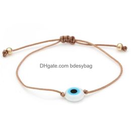 Bracelets de charme 20pcs / lot Lucky Eye tressé bleu mauvais bracelet rouge noir corde chaîne charme réglable bricolage bijoux pour livraison directe juif Dhepz