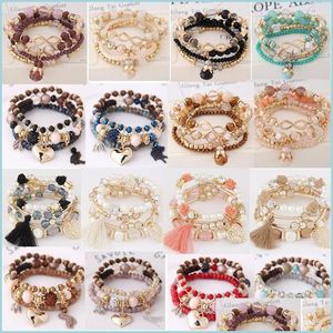 Bracelets de charme 20pcs / lot en gros bracelet extensible mtilayer bracelet empilable bracelets bohemian perles bracelets pour femmes filles mti lulubaby dhkdh