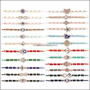 Pulseras con dijes 24/Paquete de mal de ojo para mujeres, niñas, niños, conjunto de pulseras mexicanas, tobilleras de protección Amet, joyería Gi Bdehome Otoqq