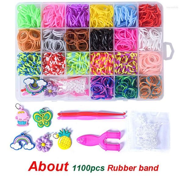 Pulseras con abalorios, 24 rejillas, juego de bandas coloridas, Kit de fabricación de pulseras de Color caramelo, banda de goma DIY, juguetes artesanales tejidos para niñas, regalos